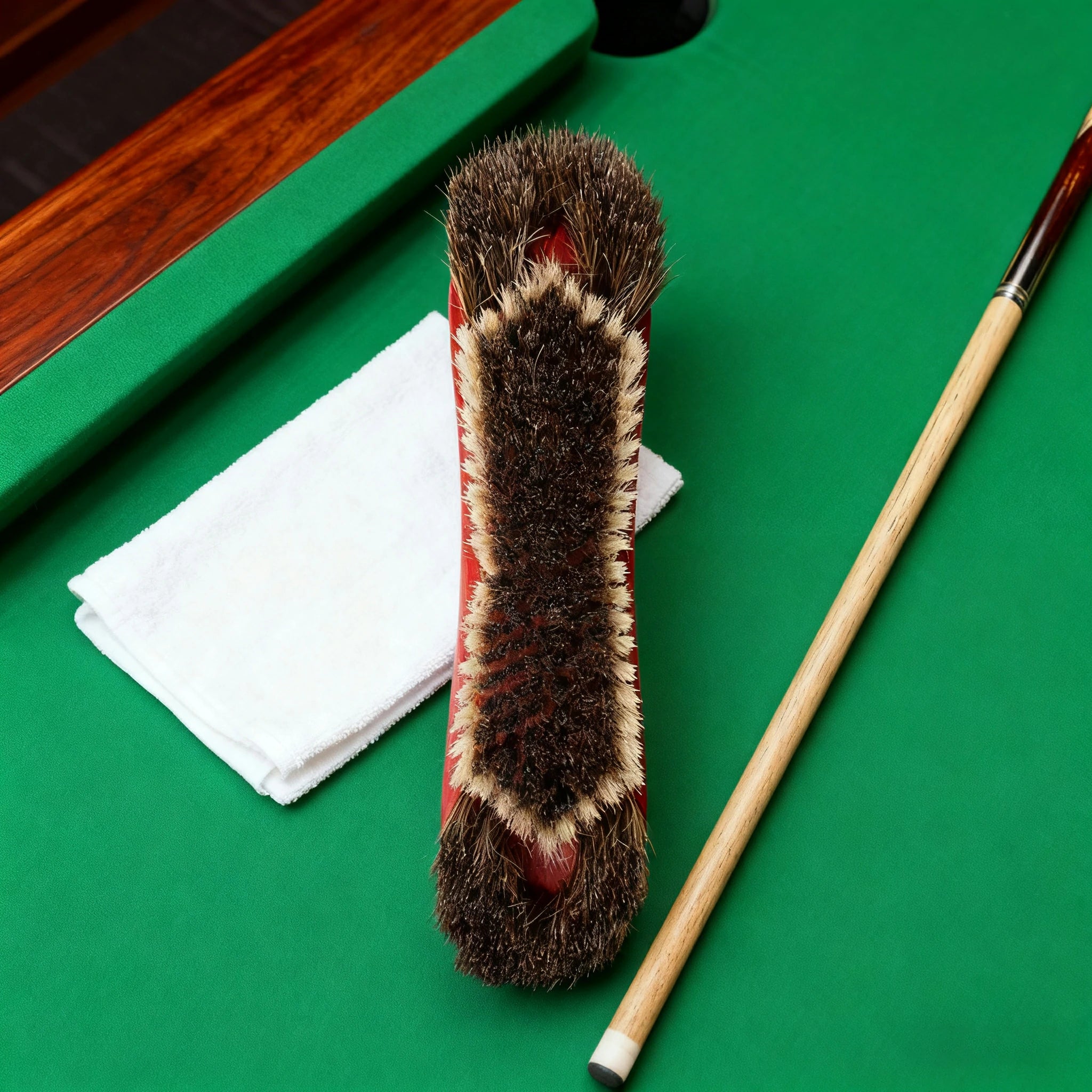 ARIX Table Brush 10.5", Horse Hair & Nylon Bristles, Dual-Length Cleaning Design with Ergonomic Wooden Handle - Natural Finish