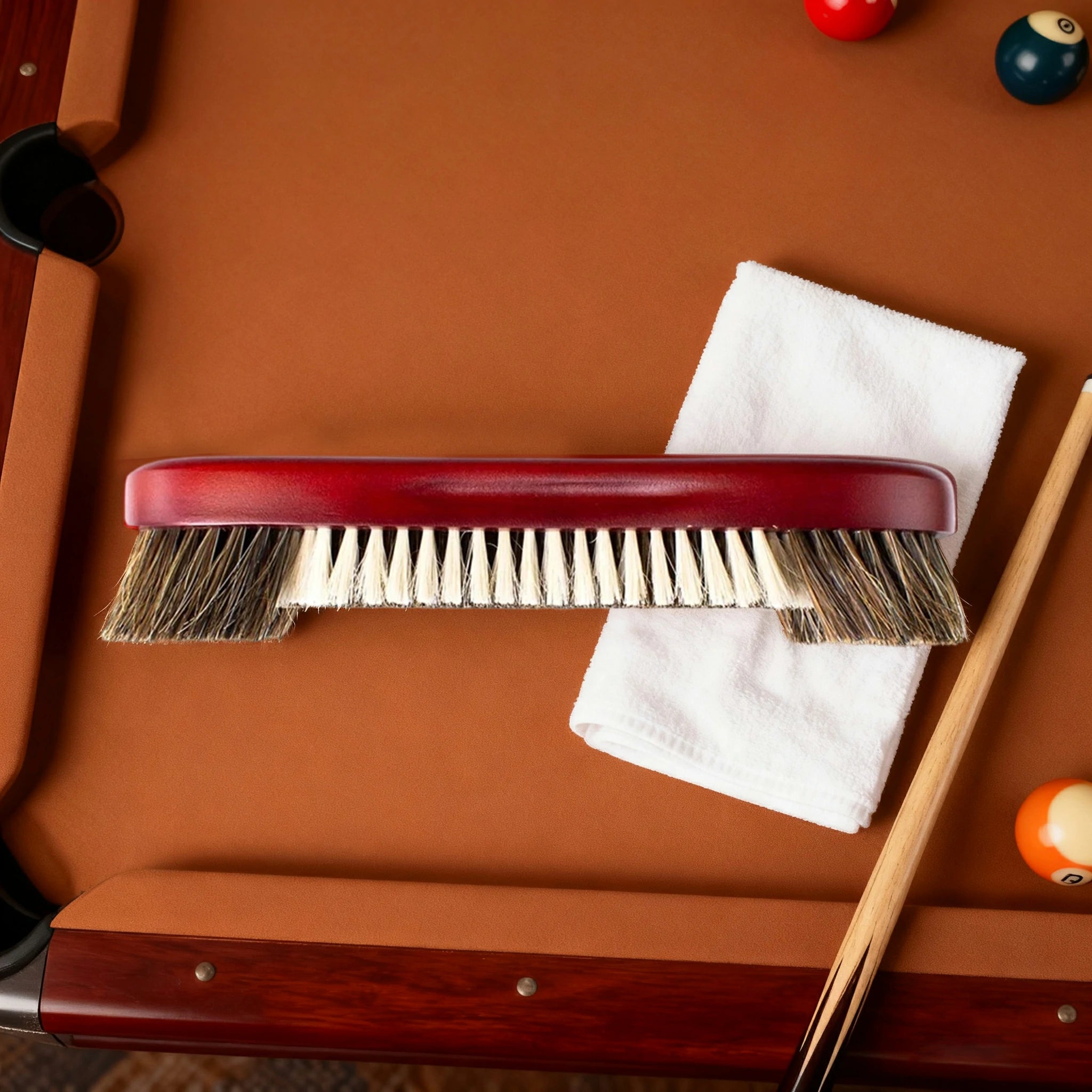 ARIX Table Brush 10.5", Horse Hair & Nylon Bristles, Dual-Length Cleaning Design with Ergonomic Wooden Handle - Natural Finish