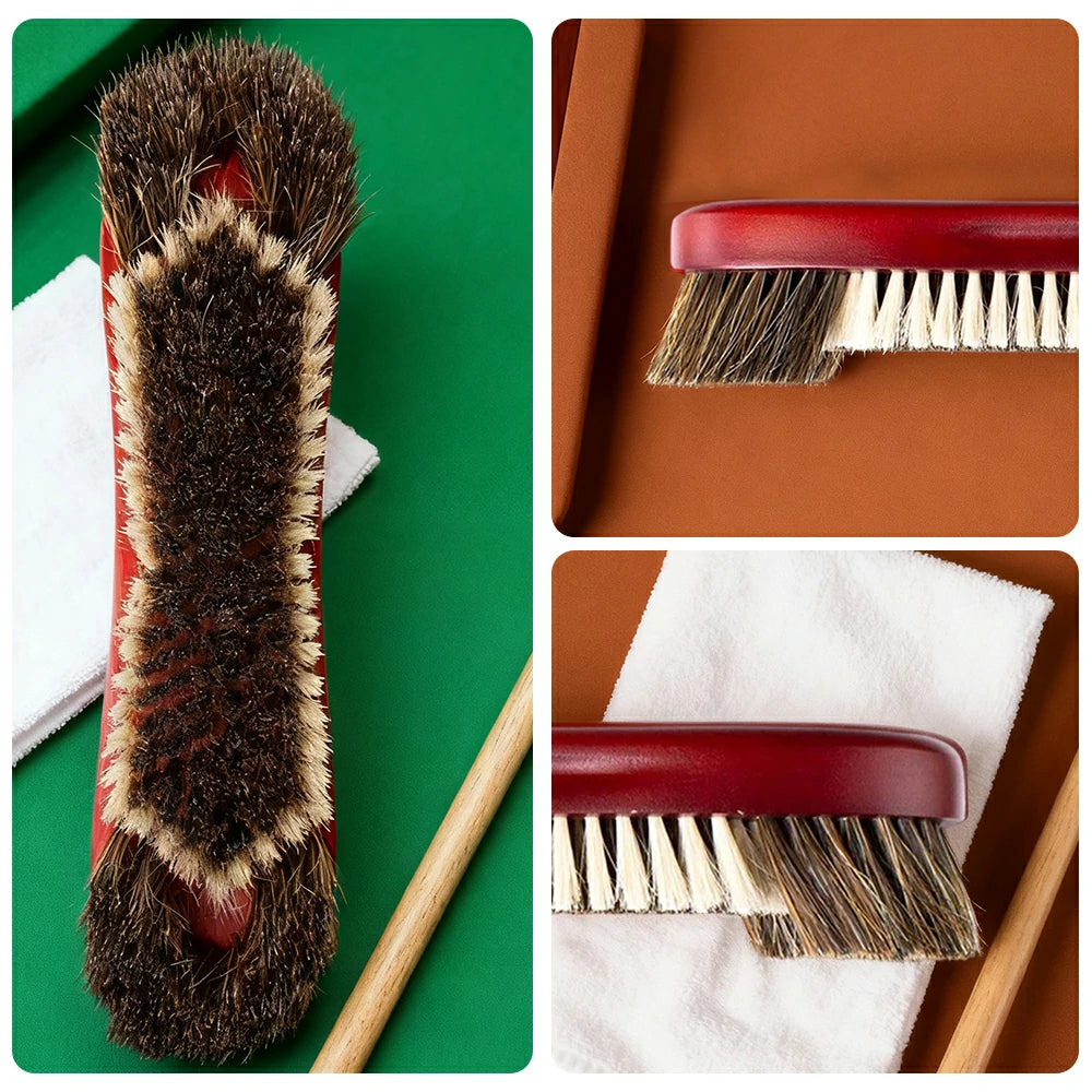ARIX Table Brush 10.5", Horse Hair & Nylon Bristles, Dual-Length Cleaning Design with Ergonomic Wooden Handle - Natural Finish