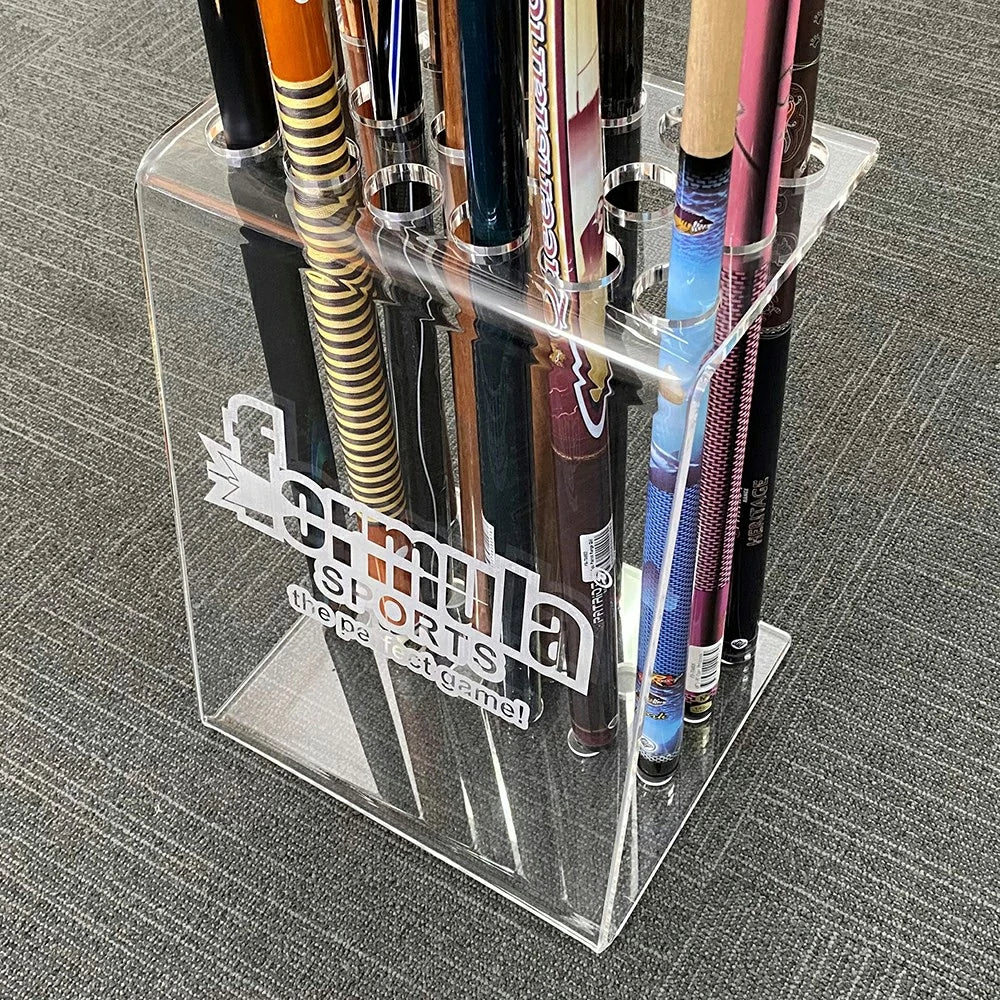 ARIX Acrylic Cue Rack, Clear 18-Cue Stand with Stable Base and Smooth Laser-Cut Finish - Transparent Acrylic Holder