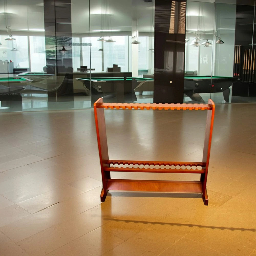 ARIX Floor Cue Rack 36-Cue Storage Rack, Solid Wood Stand with Smooth Finish and Dual-Tier Holder Design - Oak Tone