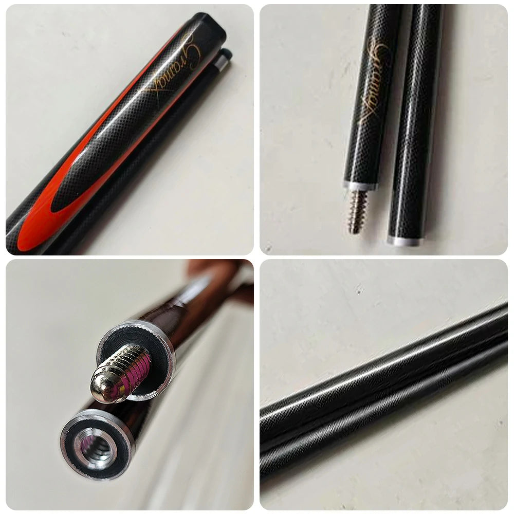 ARIX Carbon Fiber Cue Stick 9.5MM Tip 145CM 1/2 Split Screw Connection Precision Performance, Durable & Rust-Free - Black