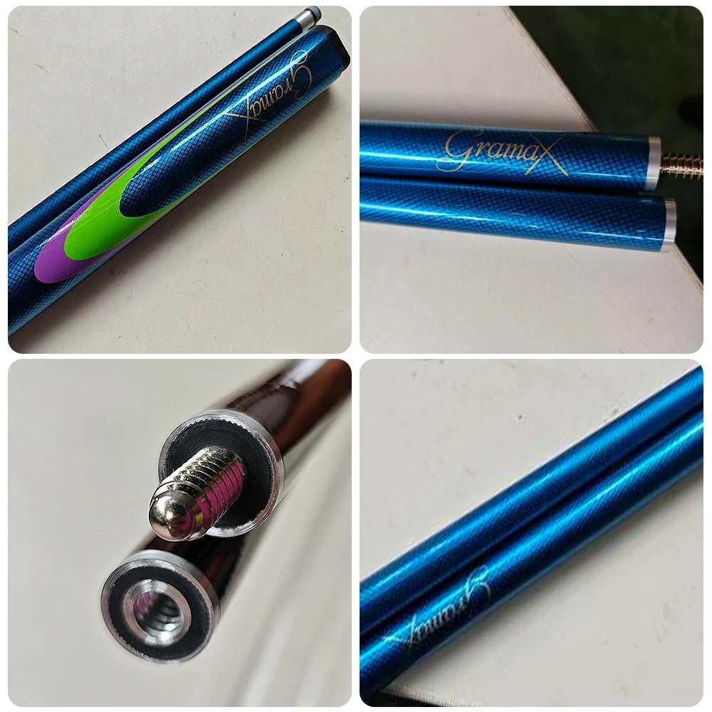 ARIX Carbon Fiber Cue Stick 9.5MM Tip 145CM 1/2 Split Screw Connection Precision Performance, Durable & Rust-Free - Blue