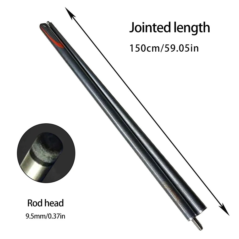 ARIX Carbon Fiber Cue Stick 9.5MM Tip 145CM 1/2 Split Screw Connection Precision Performance, Durable & Rust-Free - Silver