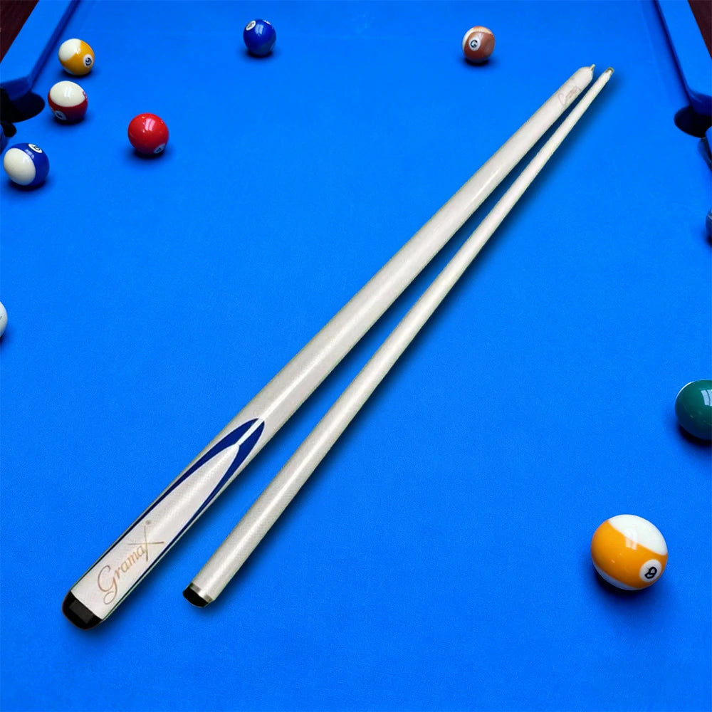 ARIX Carbon Fiber Cue Stick 9.5MM Tip 145CM 1/2 Split Screw Connection Precision Performance, Durable & Rust-Free - White