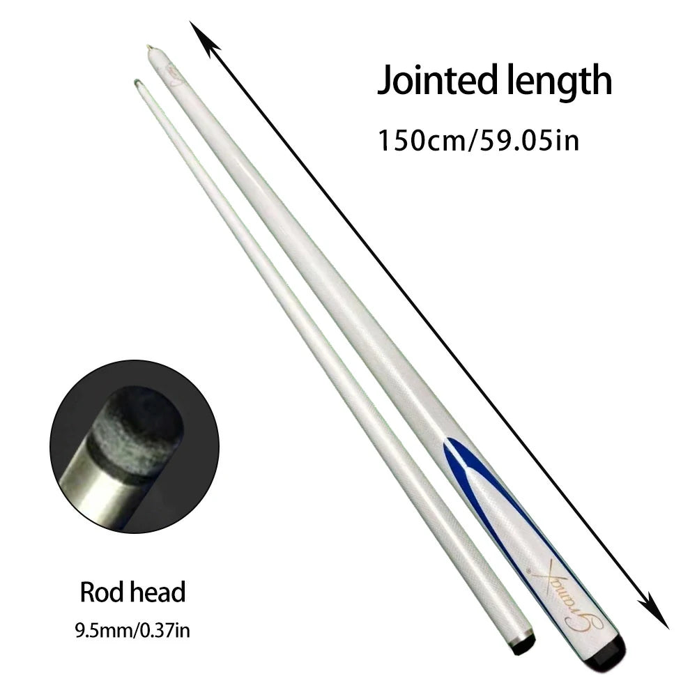 ARIX Carbon Fiber Cue Stick 9.5MM Tip 145CM 1/2 Split Screw Connection Precision Performance, Durable & Rust-Free - White