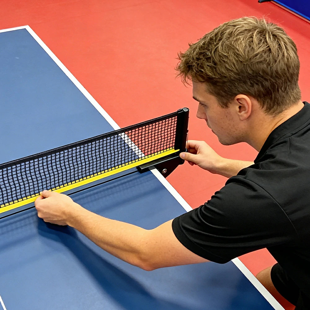 ARIX Table Tennis Net Set - Clamp-On Adjustable Design - Foldable Metal Bracket for Tables up to 4cm Thick - Black & Yellow
