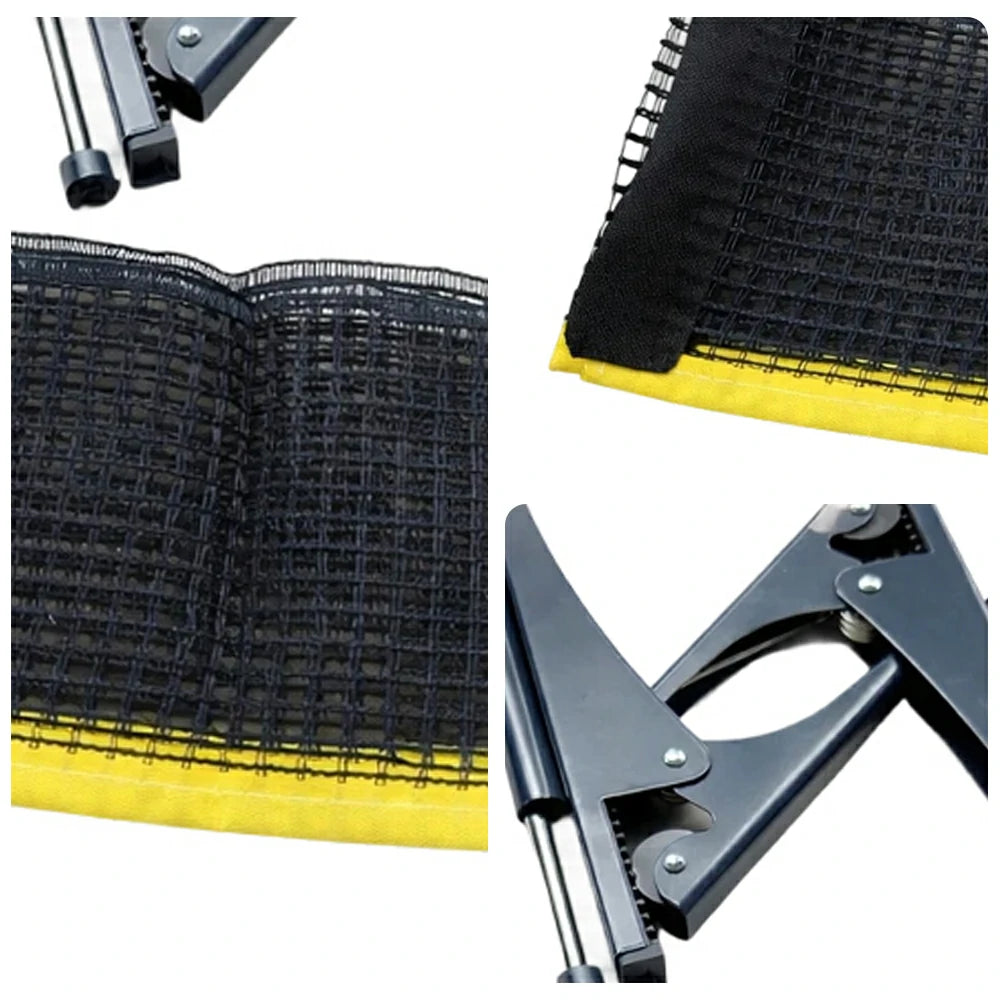 ARIX Table Tennis Net Set - Clamp-On Adjustable Design - Foldable Metal Bracket for Tables up to 4cm Thick - Black & Yellow