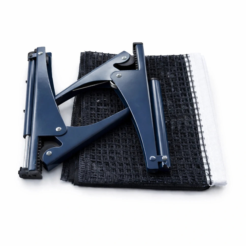ARIX Table Tennis Net Set - Clamp-On Adjustable Design - Foldable Metal Bracket for Tables up to 4cm Thick - Black & White