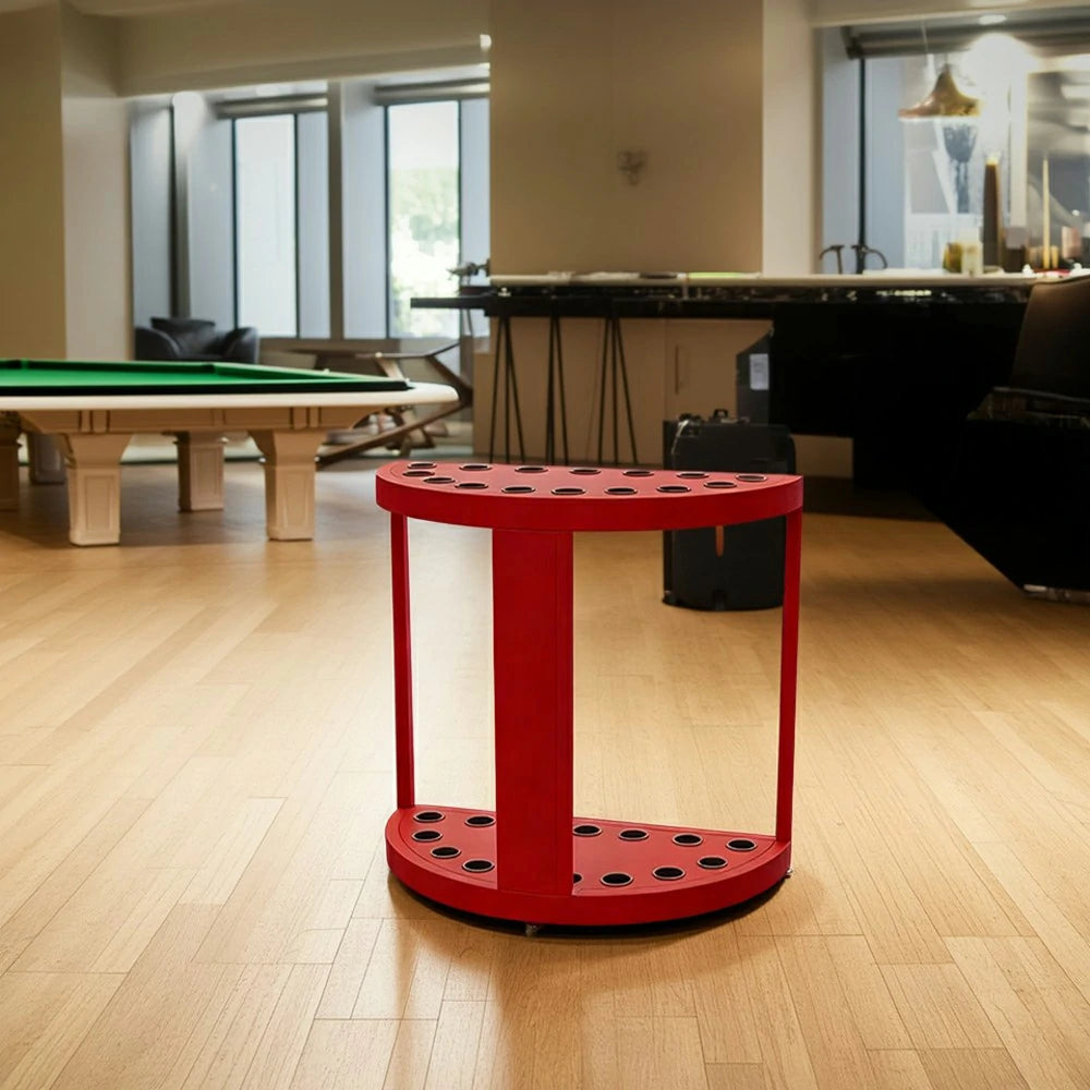 ARIX 15-Hole Cue Rack Space-Saving High-Capacity Iron Frame Rust-Resistant Baked Finish Multi-Slot Design with Soft Rubber Inserts - Red