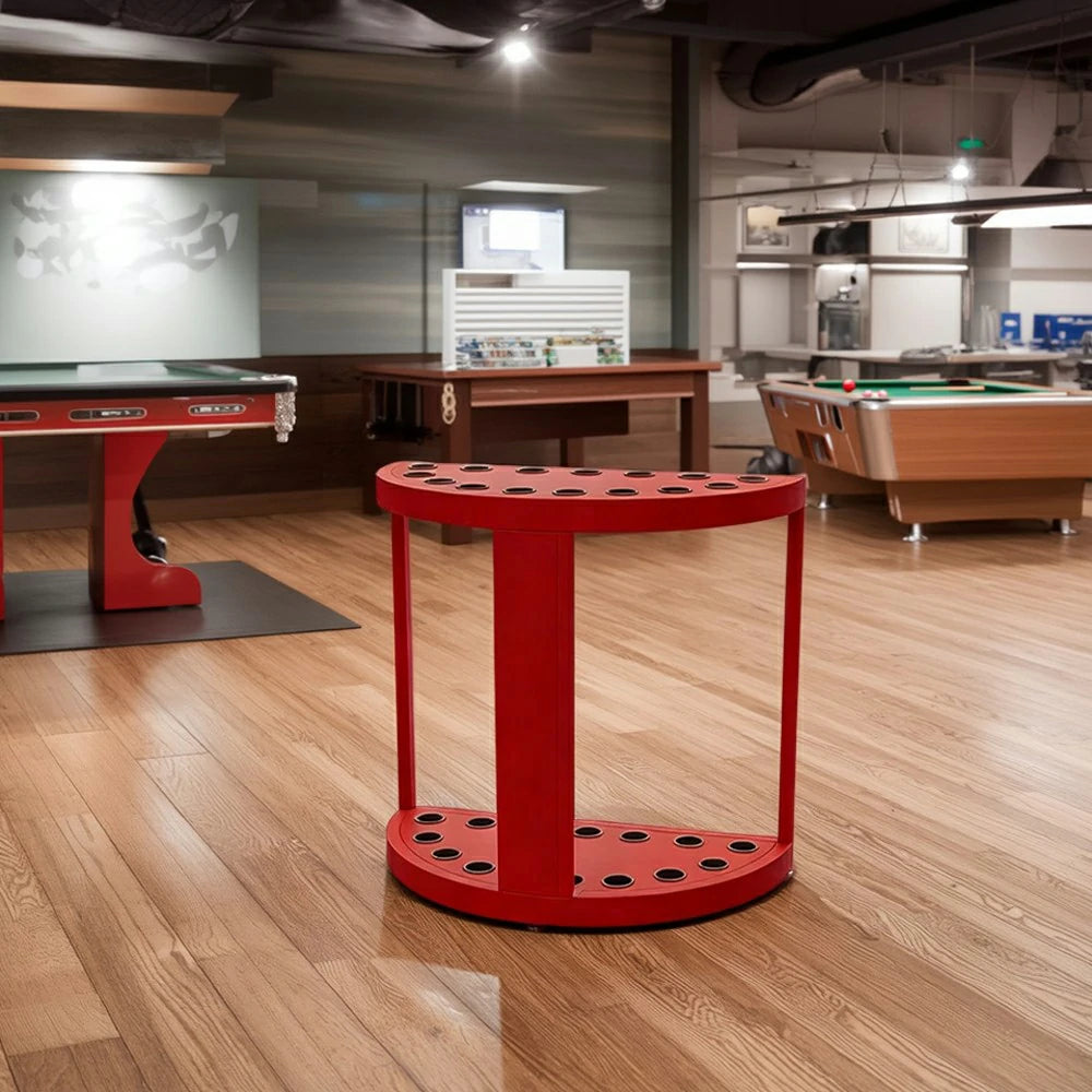 ARIX 15-Hole Cue Rack Space-Saving High-Capacity Iron Frame Rust-Resistant Baked Finish Multi-Slot Design with Soft Rubber Inserts - Red