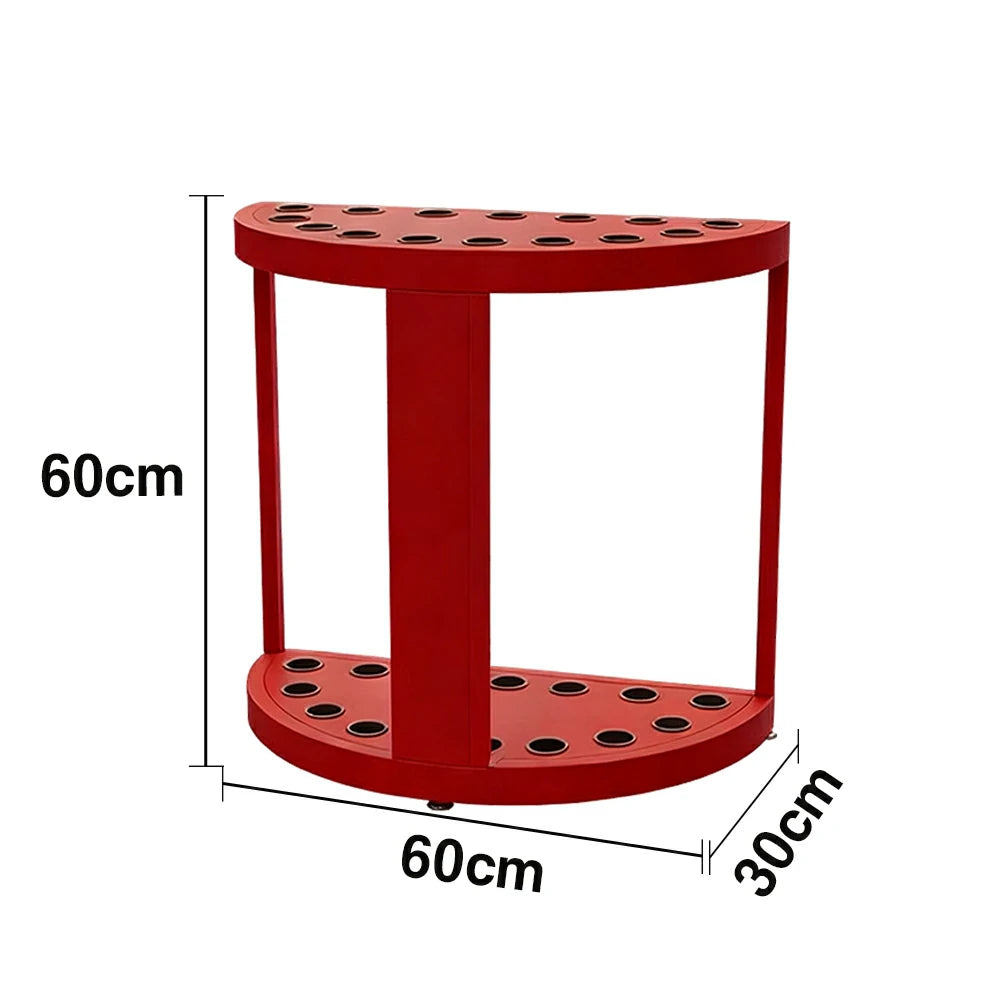 ARIX 15-Hole Cue Rack Space-Saving High-Capacity Iron Frame Rust-Resistant Baked Finish Multi-Slot Design with Soft Rubber Inserts - Red