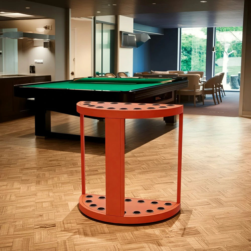 ARIX 15-Hole Cue Rack Space-Saving High-Capacity Iron Frame Rust-Resistant Baked Finish Multi-Slot Design with Soft Rubber Inserts - Orange