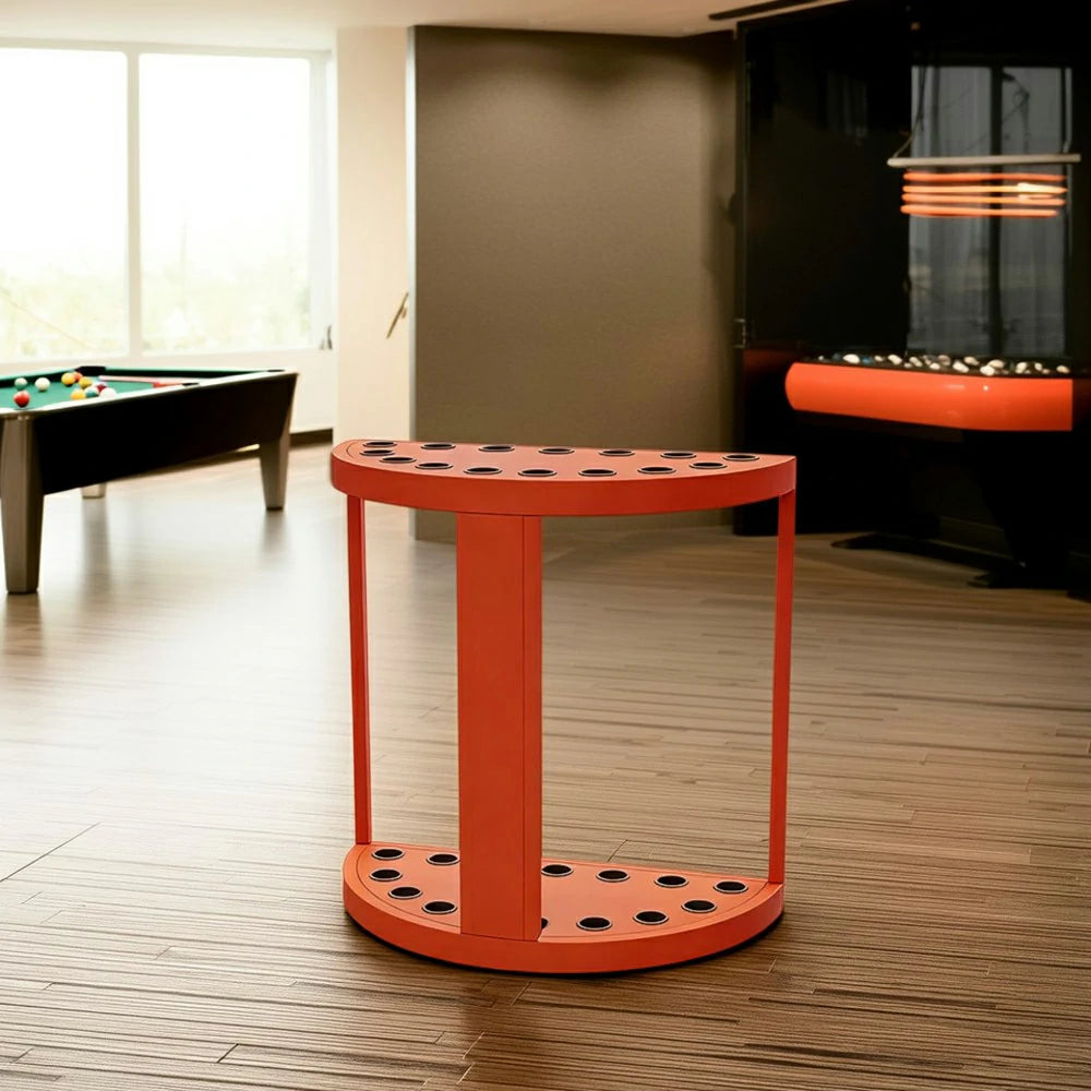 ARIX 15-Hole Cue Rack Space-Saving High-Capacity Iron Frame Rust-Resistant Baked Finish Multi-Slot Design with Soft Rubber Inserts - Orange