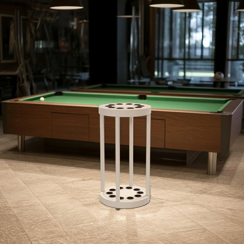 ARIX 10-Hole Cue Rack Space-Saving High-Capacity Iron Frame Rust-Resistant Baked Finish Multi-Slot Design with Soft Rubber Inserts - Beige