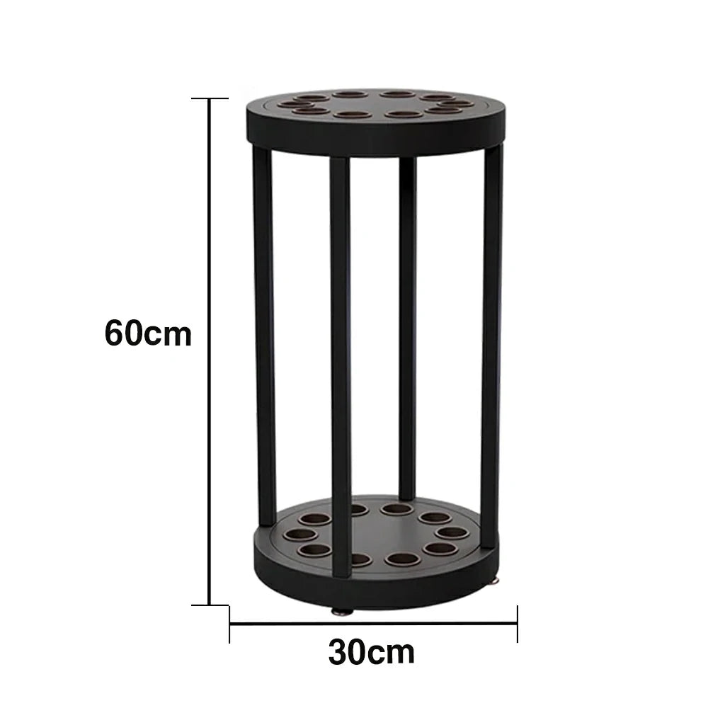 ARIX 10-Hole Cue Rack Space-Saving High-Capacity Iron Frame Rust-Resistant Baked Finish Multi-Slot Design with Soft Rubber Inserts - Black