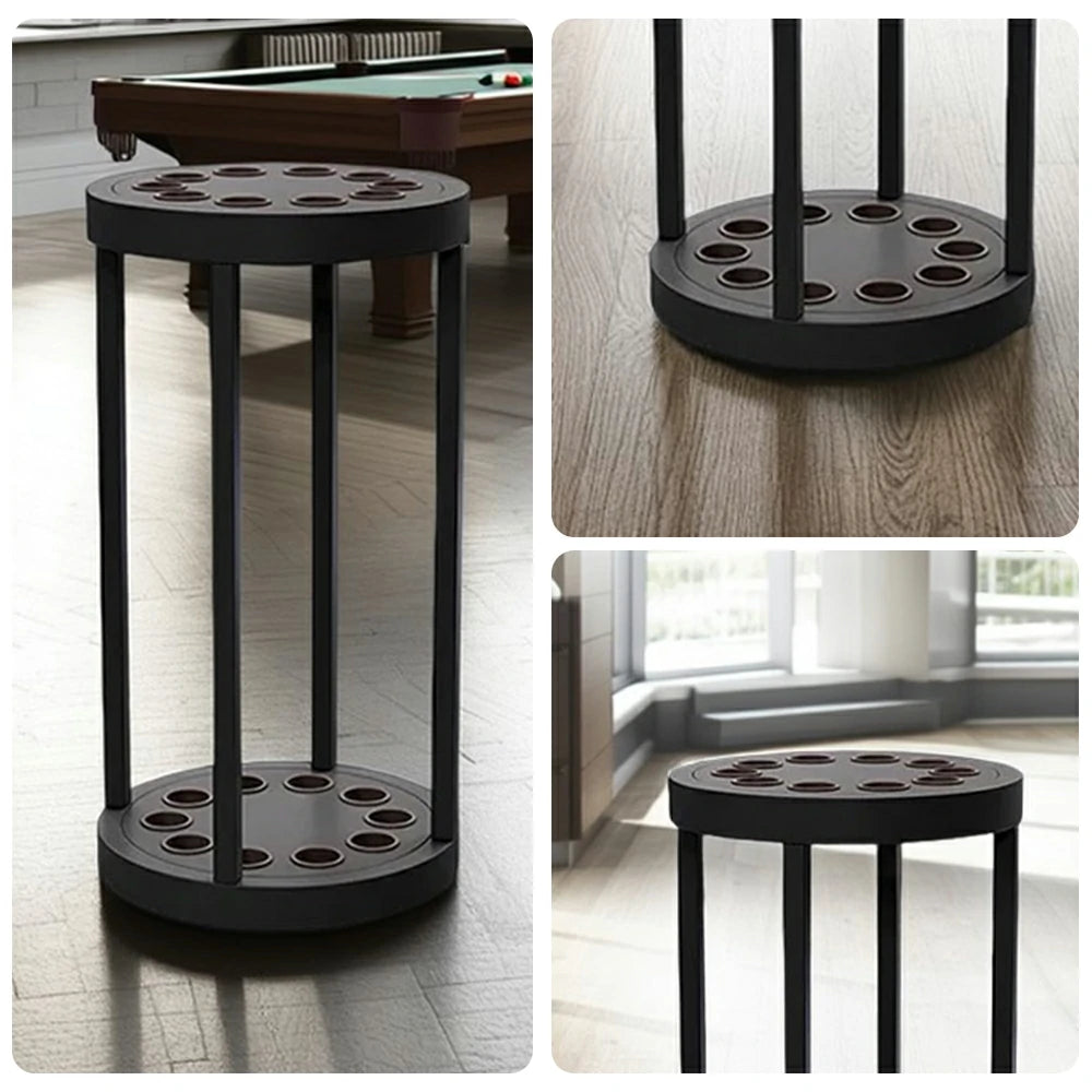 ARIX 10-Hole Cue Rack Space-Saving High-Capacity Iron Frame Rust-Resistant Baked Finish Multi-Slot Design with Soft Rubber Inserts - Black