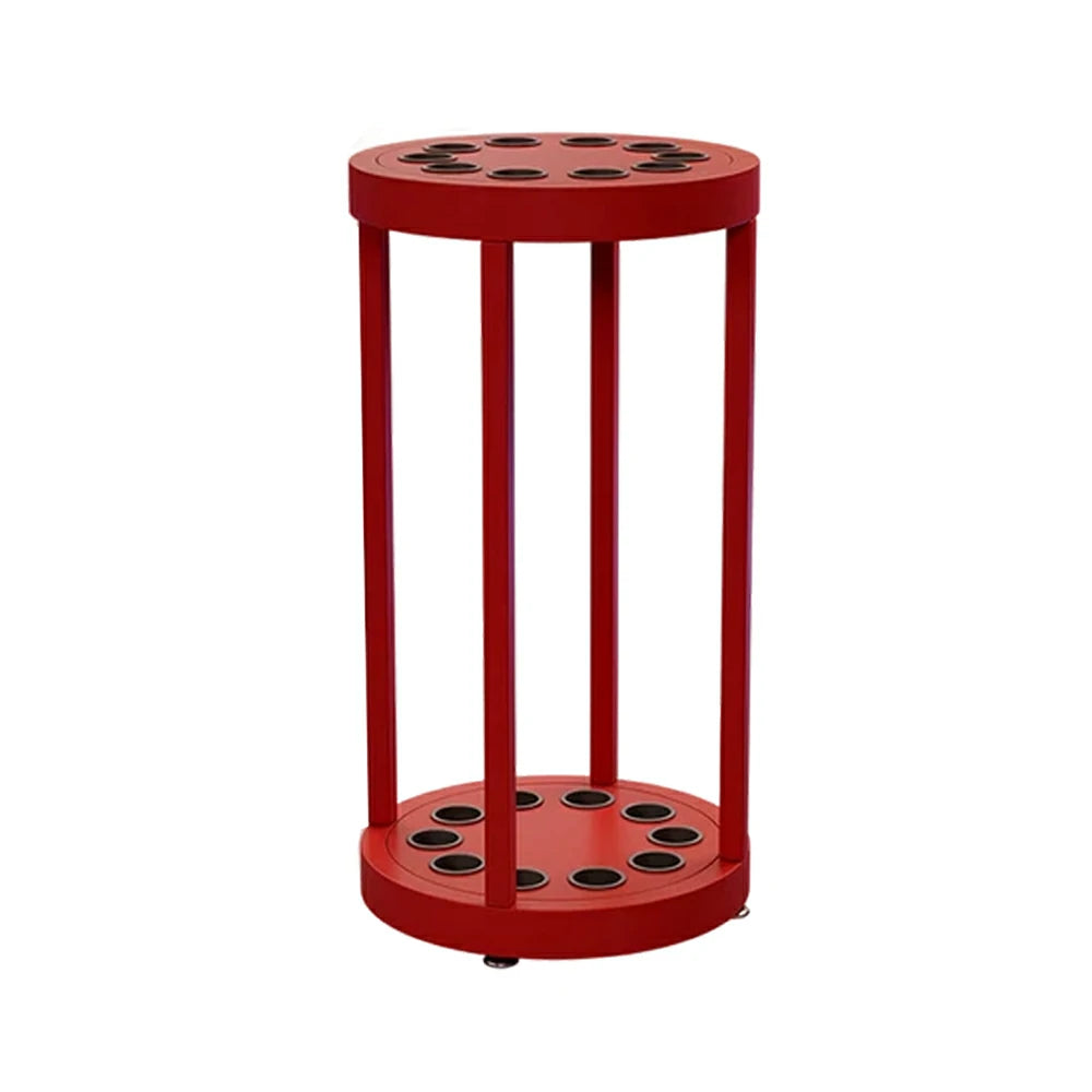 ARIX 10-Hole Cue Rack Space-Saving High-Capacity Iron Frame Rust-Resistant Baked Finish Multi-Slot Design with Soft Rubber Inserts - Red