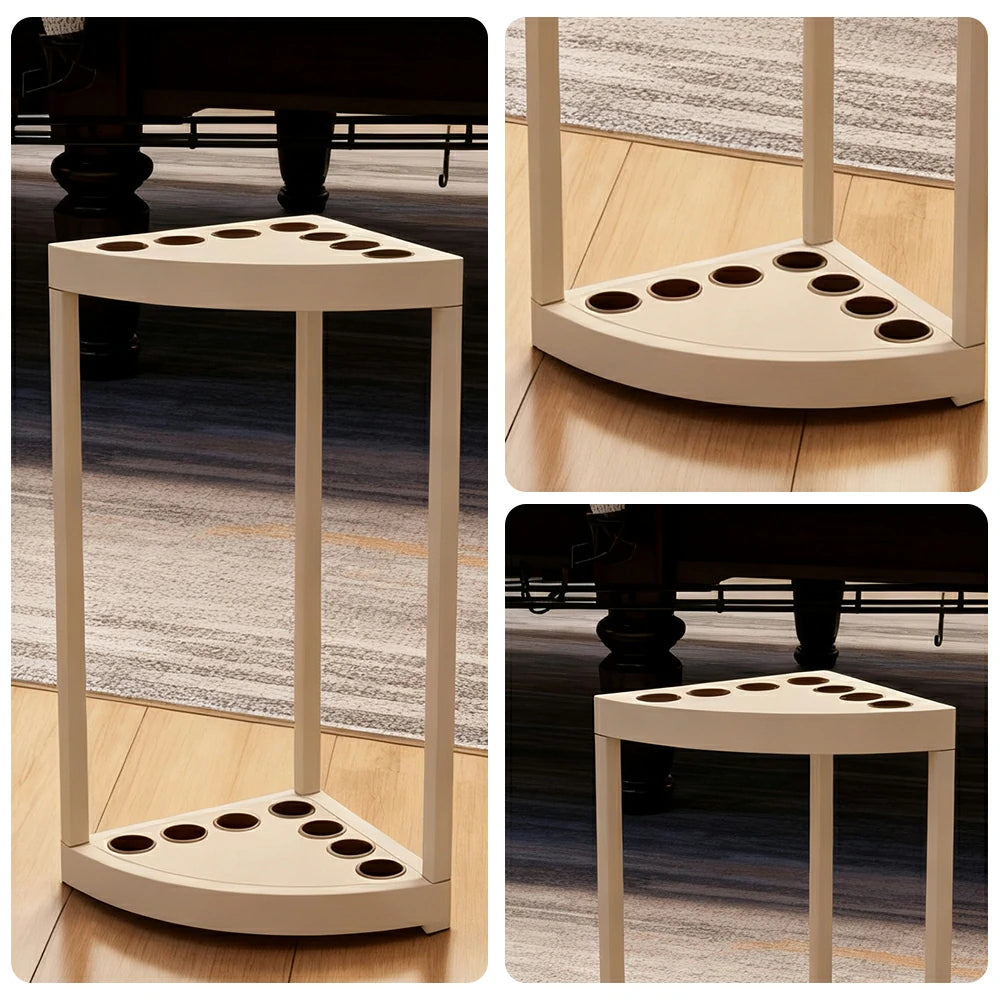 ARIX 7-Hole Cue Rack Space-Saving High-Capacity Iron Frame Rust-Resistant Baked Finish Triangle Shape Design with Soft Rubber Inserts - Beige