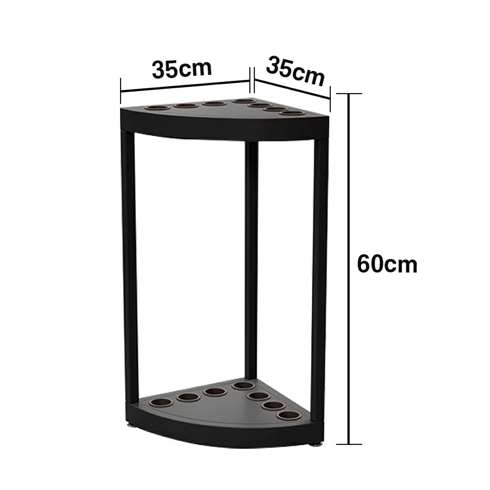 ARIX 7-Hole Cue Rack Space-Saving High-Capacity Iron Frame Rust-Resistant Baked Finish Triangle Shape Design with Soft Rubber Inserts - Black