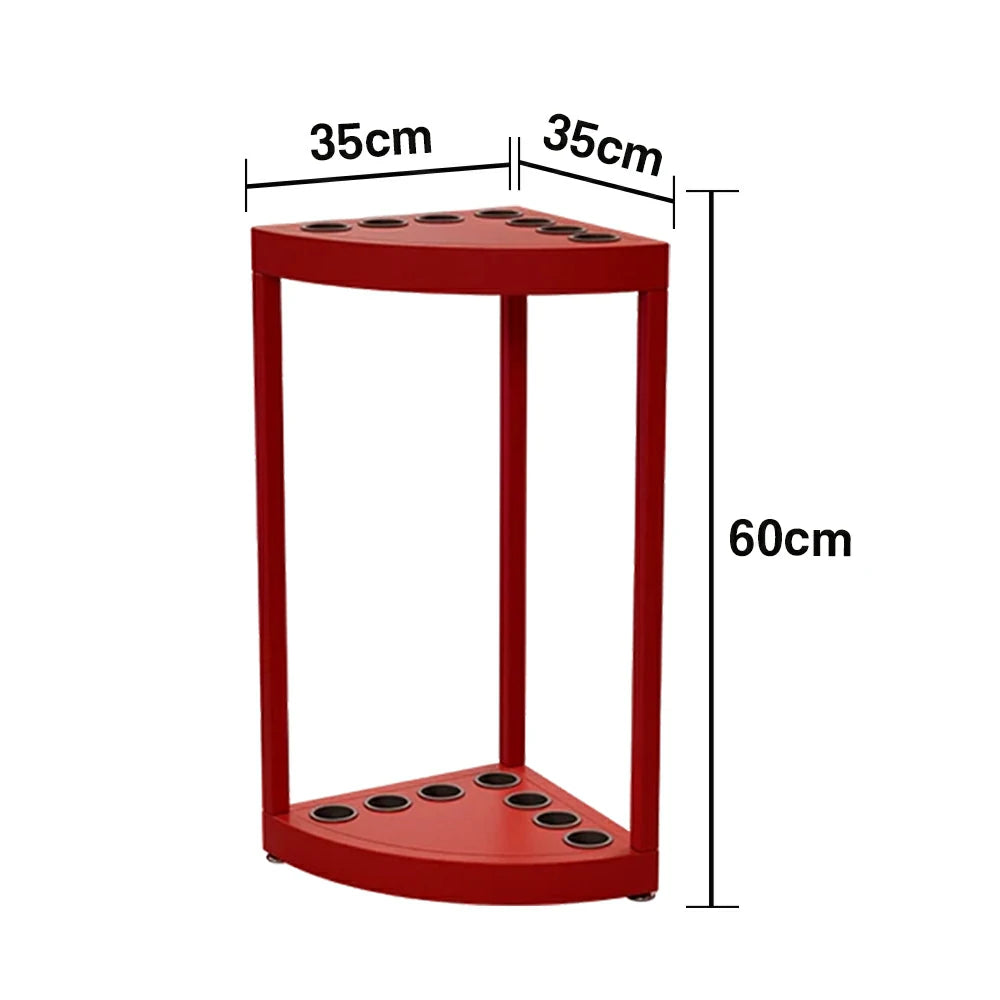 ARIX 7-Hole Cue Rack Space-Saving High-Capacity Iron Frame Rust-Resistant Baked Finish Triangle Shape Design with Soft Rubber Inserts - Red