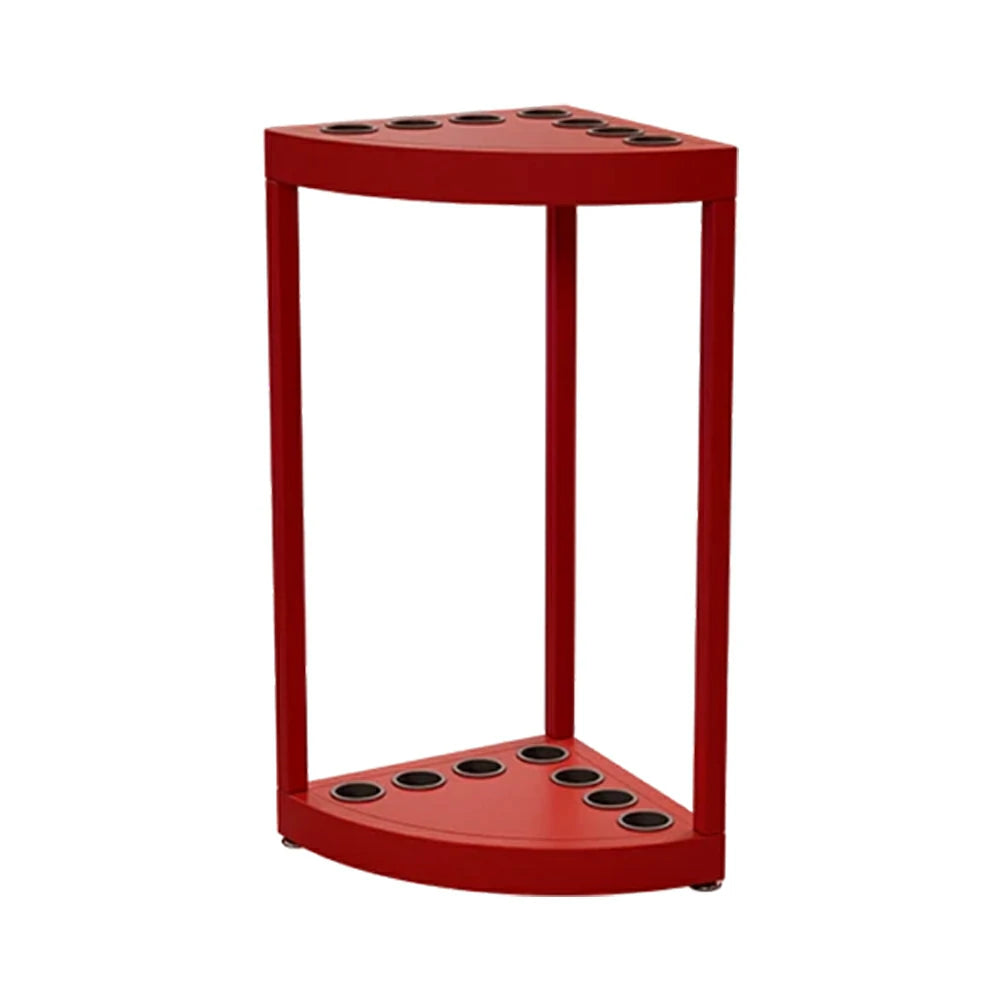 ARIX 7-Hole Cue Rack Space-Saving High-Capacity Iron Frame Rust-Resistant Baked Finish Triangle Shape Design with Soft Rubber Inserts - Red