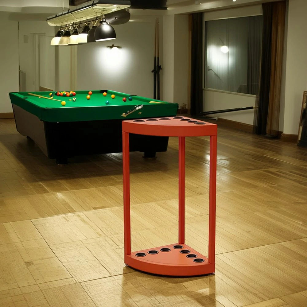 ARIX 7-Hole Cue Rack Space-Saving High-Capacity Iron Frame Rust-Resistant Baked Finish Triangle Shape Design with Soft Rubber Inserts - Orange