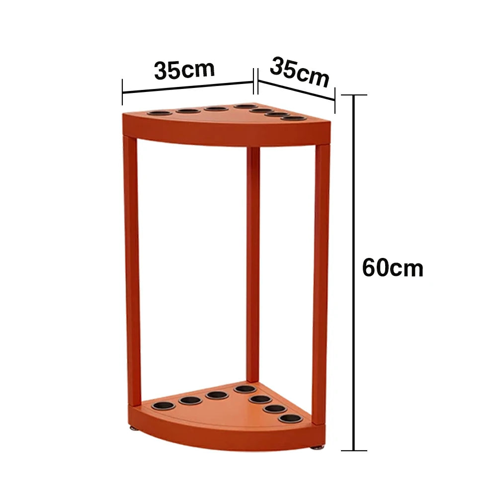 ARIX 7-Hole Cue Rack Space-Saving High-Capacity Iron Frame Rust-Resistant Baked Finish Triangle Shape Design with Soft Rubber Inserts - Orange