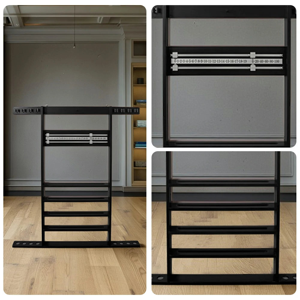 ARIX Wall Cue Rack, 8-Cue Solid Wood Holder with Built-In Scoreboard & Triangle Hook - Black