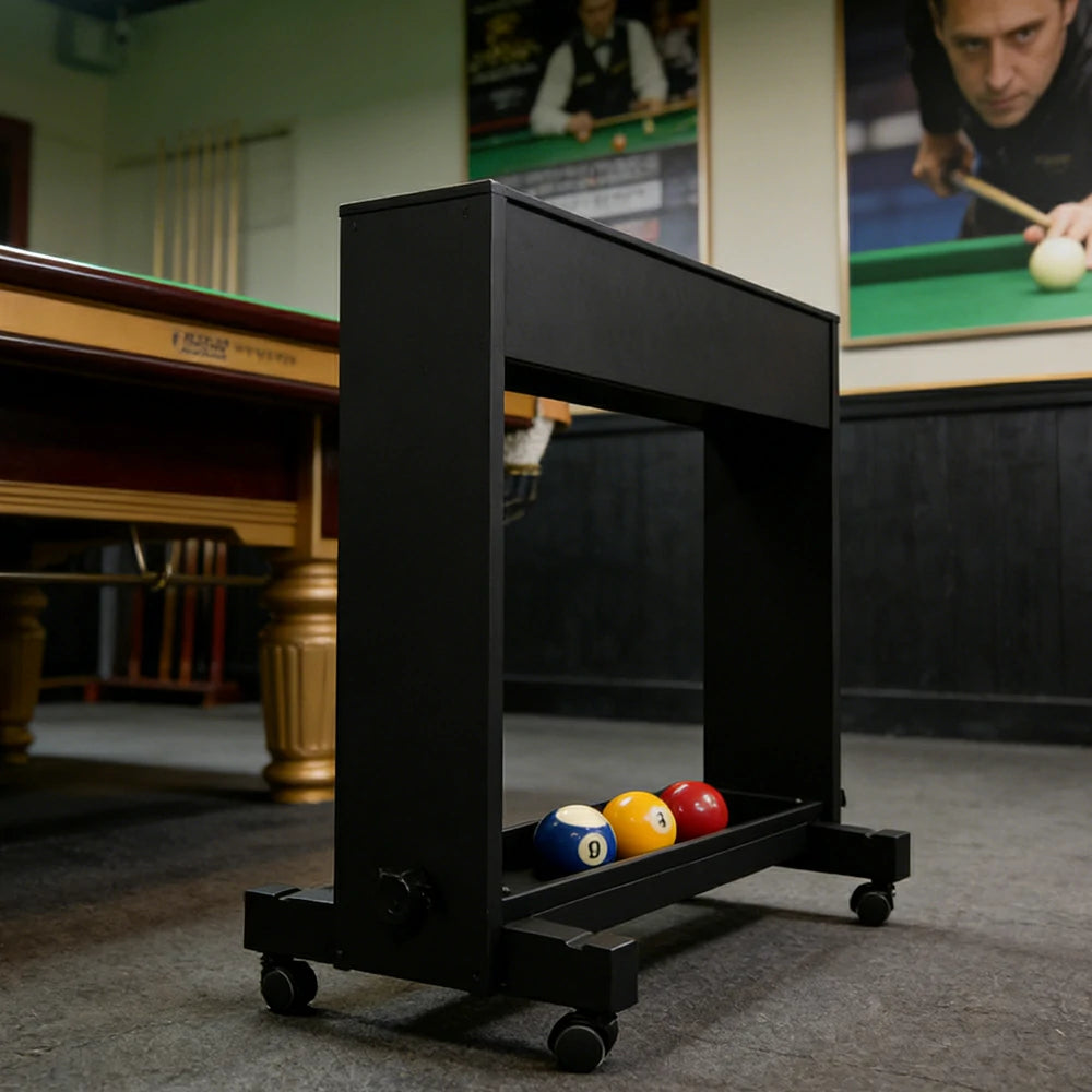 CUETIQ Pool & Table Tennis Table Top Storage Trolley - Heavy-Duty Steel, Lockable Wheels, Space-Saving Vertical Design - Black