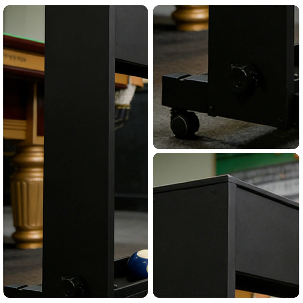 CUETIQ Pool & Table Tennis Table Top Storage Trolley - Heavy-Duty Steel, Lockable Wheels, Space-Saving Vertical Design - Black