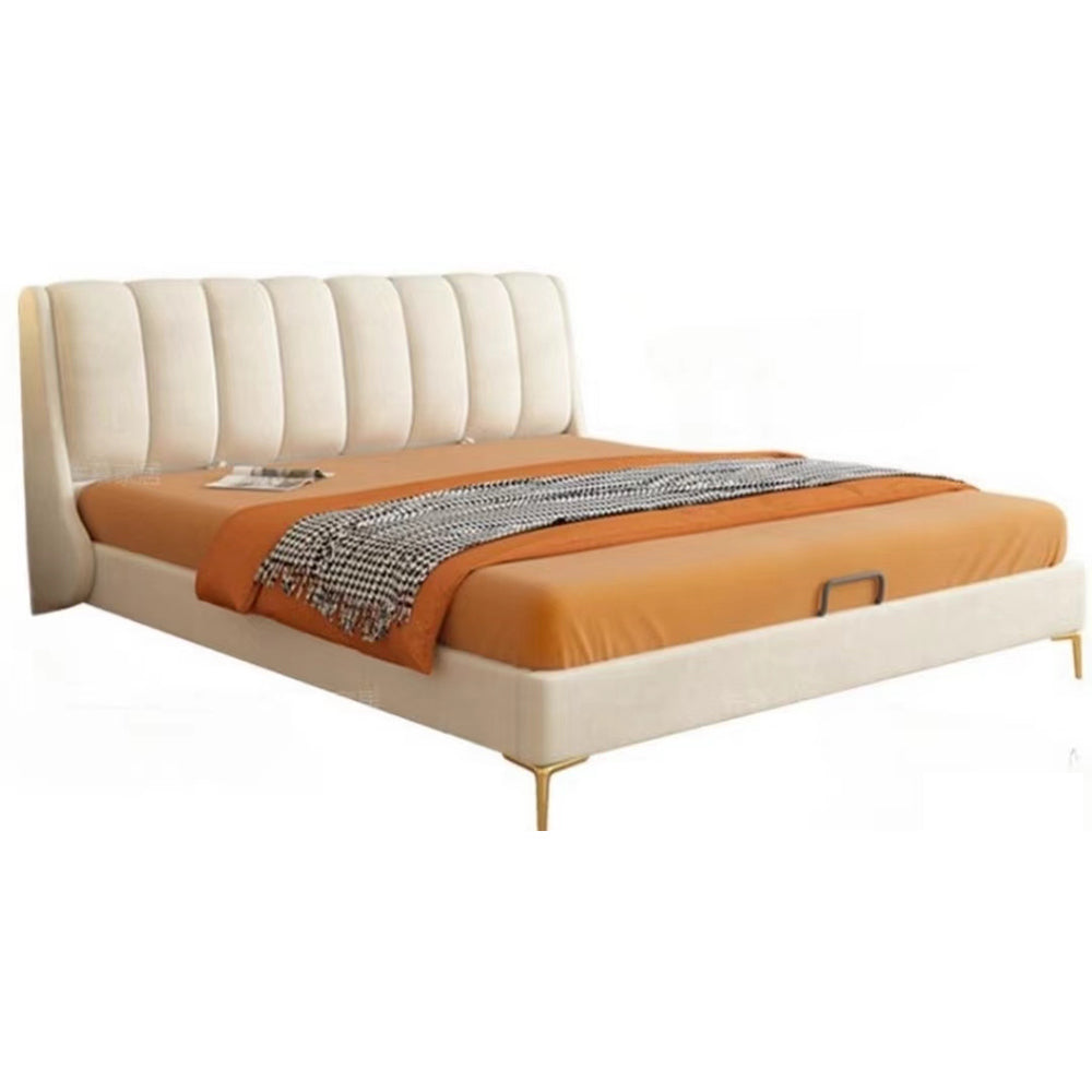 LUXORA B1003 150/180cm Length Solid Wood Frame Tech Fabric Bed-White