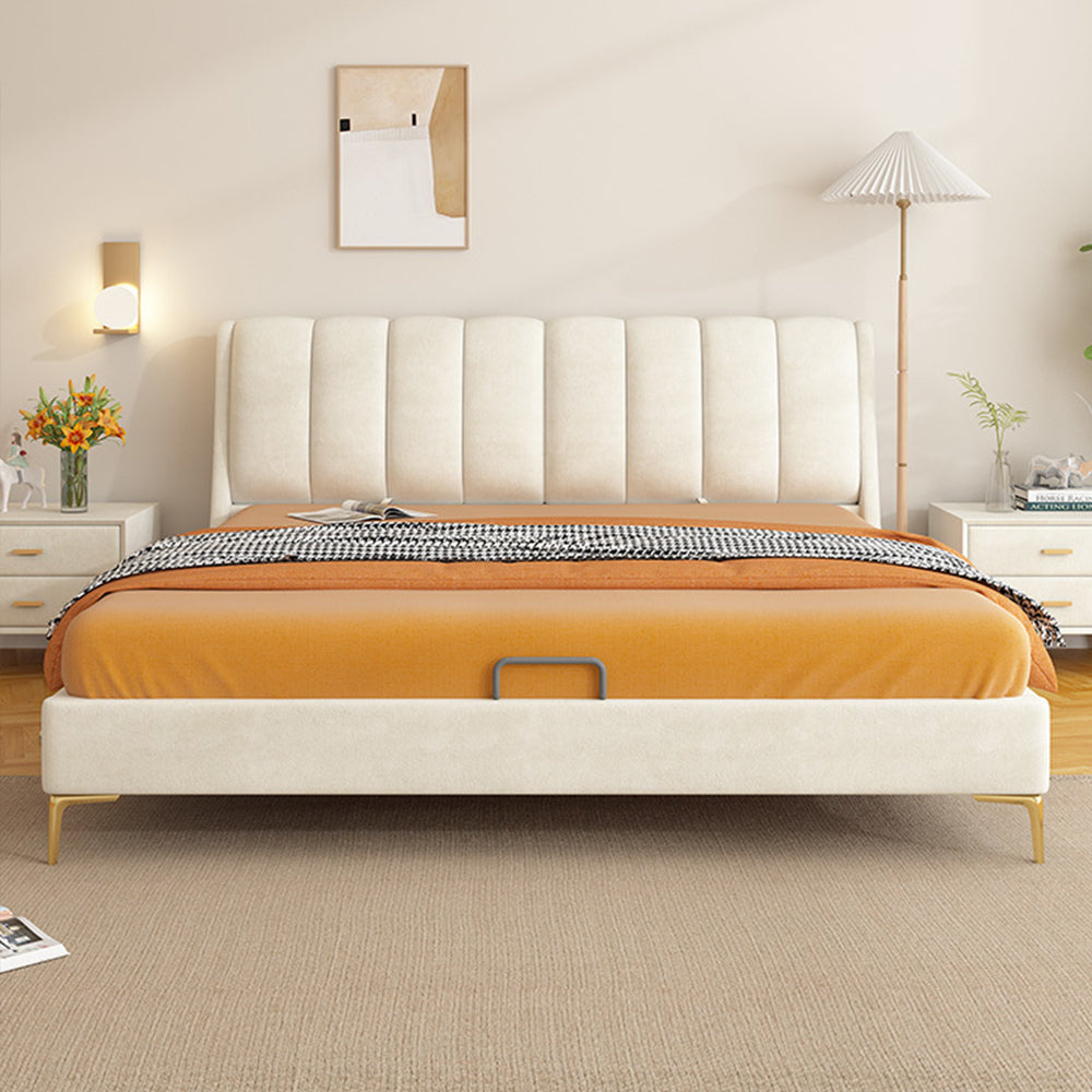 LUXORA B1003 150/180cm Length Solid Wood Frame Tech Fabric Bed-White