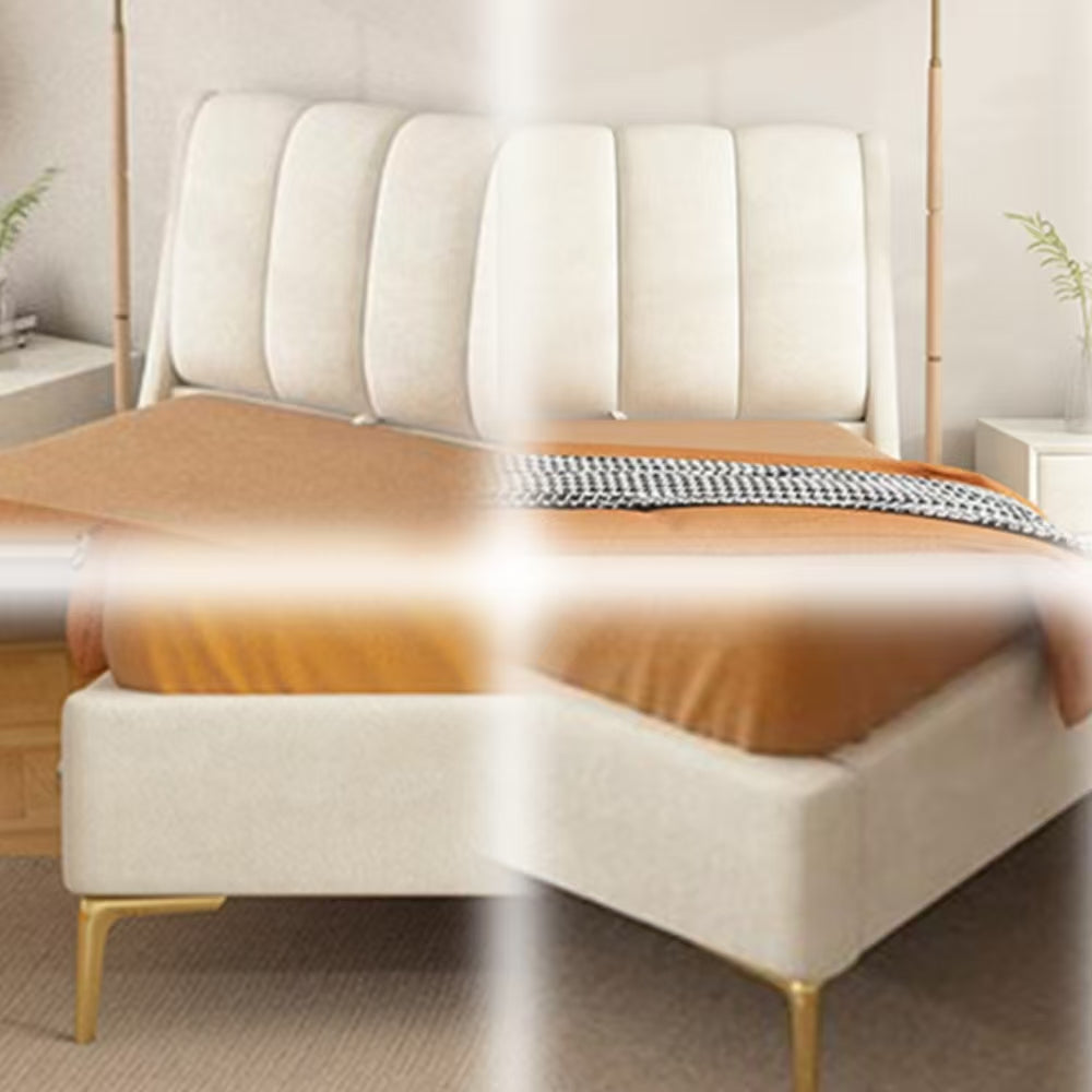 LUXORA B1003 150/180cm Length Solid Wood Frame Tech Fabric Bed-White
