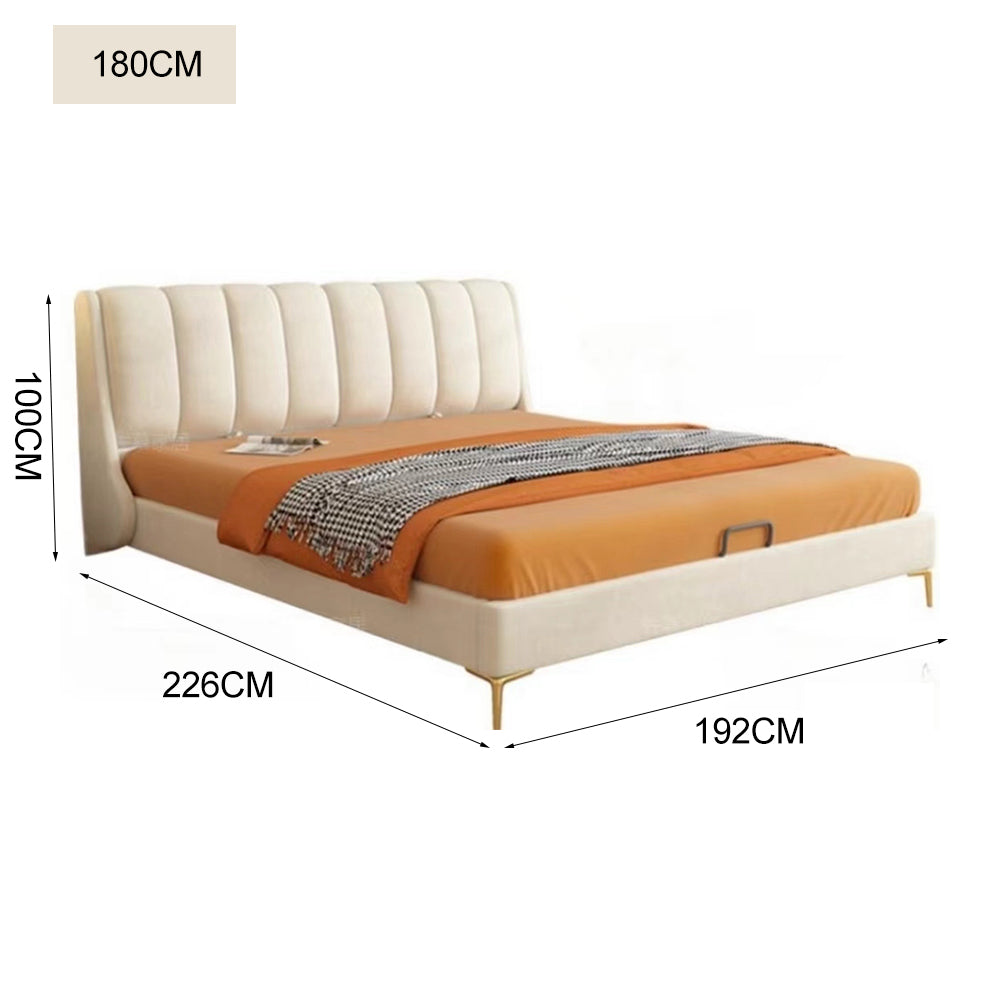 LUXORA B1003 150/180cm Length Solid Wood Frame Tech Fabric Bed-White