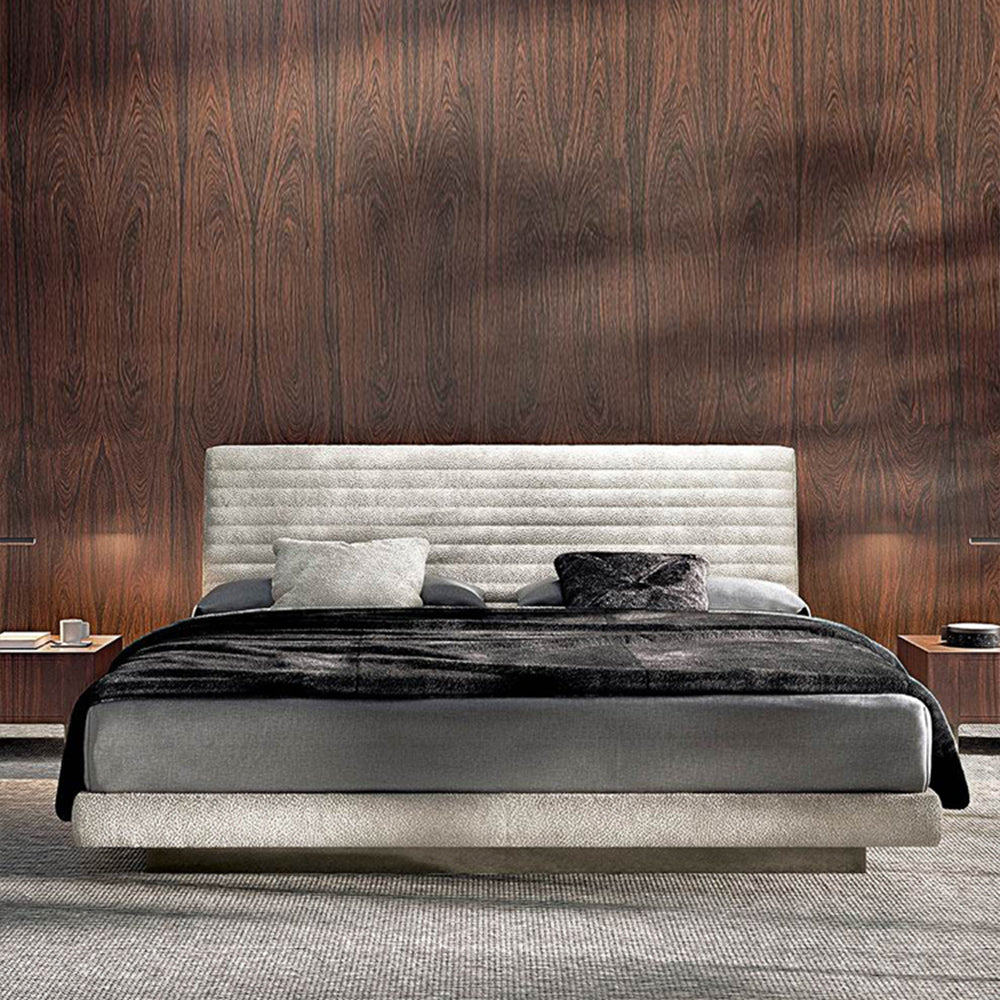 LUXORA B1017 150/180cm Length Solid Wood Frame Linen and Faux Leather Bed-White