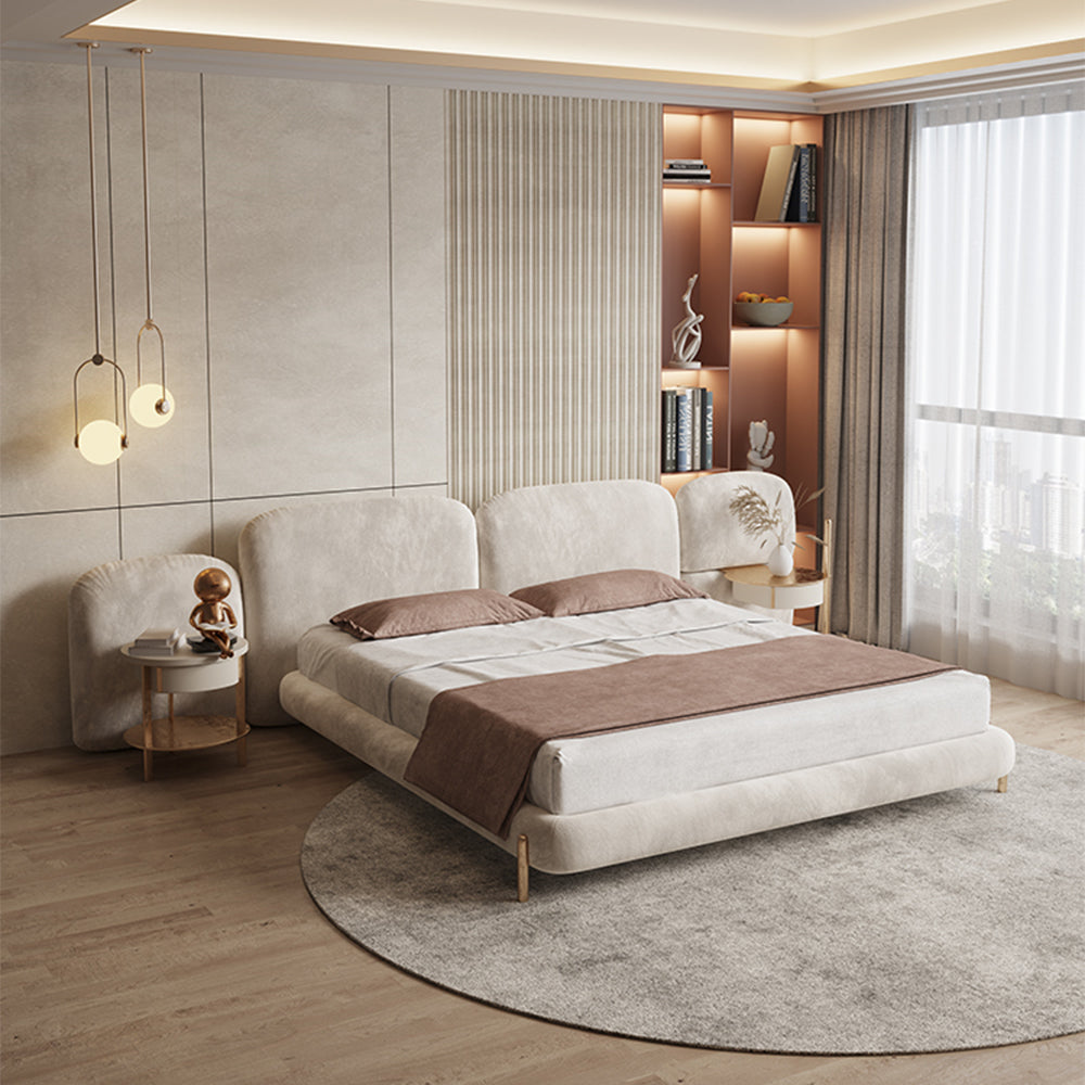 LUXORA B1068 150/180cm Length Solid Wood Frame Matte Tech Fabric Bed-White