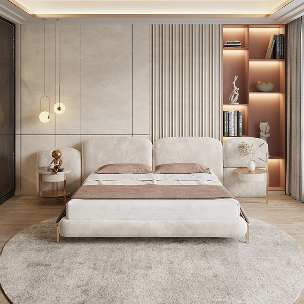 LUXORA B1068 150/180cm Length Solid Wood Frame Matte Tech Fabric Bed-White