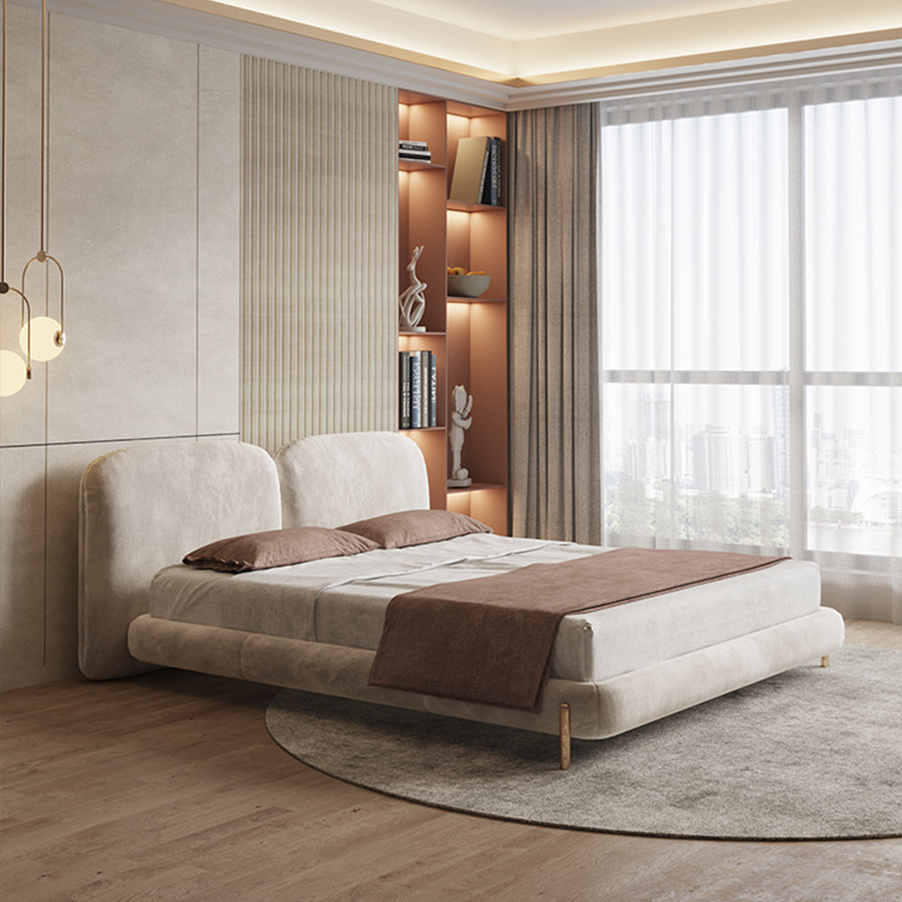 LUXORA B1068 150/180cm Length Solid Wood Frame Matte Tech Fabric Bed-White