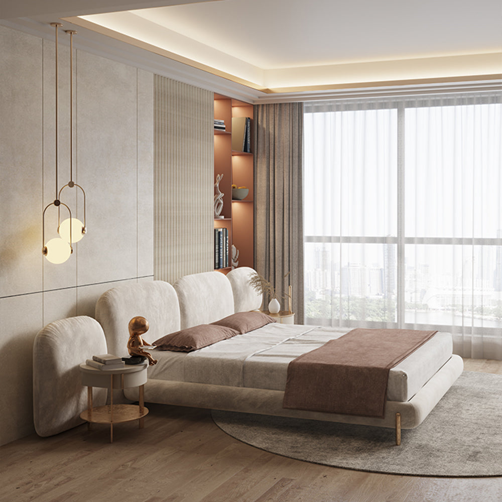 LUXORA B1068 150/180cm Length Solid Wood Frame Matte Tech Fabric Bed-White