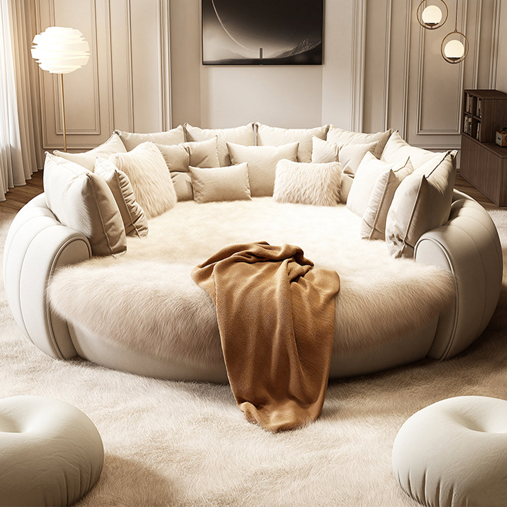 LUXORA B1175 260cm Length Solid Wood Frame Fabric Bed-White