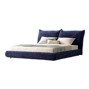 LUXORA B1308 150/180cm Length Solid Wood Frame Chenille Fabric Bed-Blue