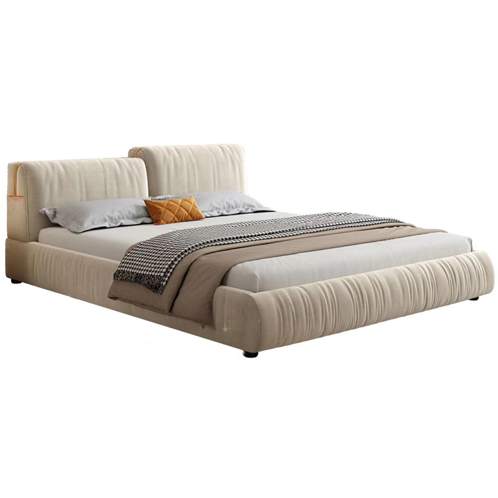 LUXORA B1315 150/180cm Length Solid Wood Frame Matte Fabric Bed-White