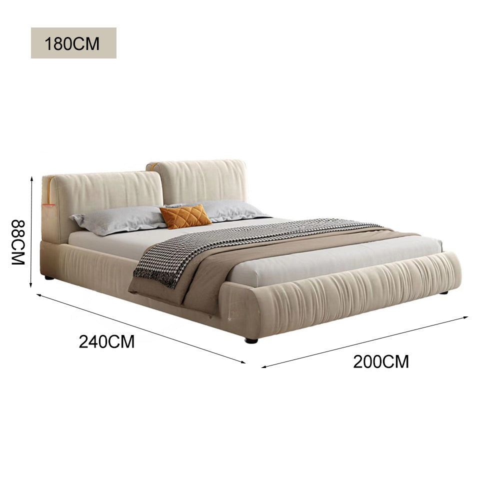 LUXORA B1315 150/180cm Length Solid Wood Frame Matte Fabric Bed-White