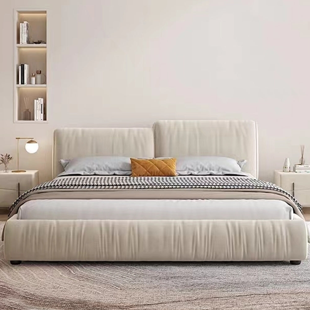 LUXORA B1315 150/180cm Length Solid Wood Frame Matte Fabric Bed-White