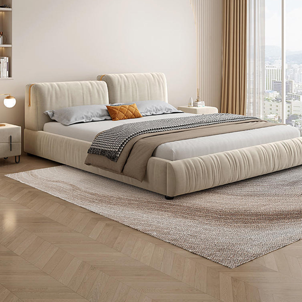 LUXORA B1315 150/180cm Length Solid Wood Frame Matte Fabric Bed-White