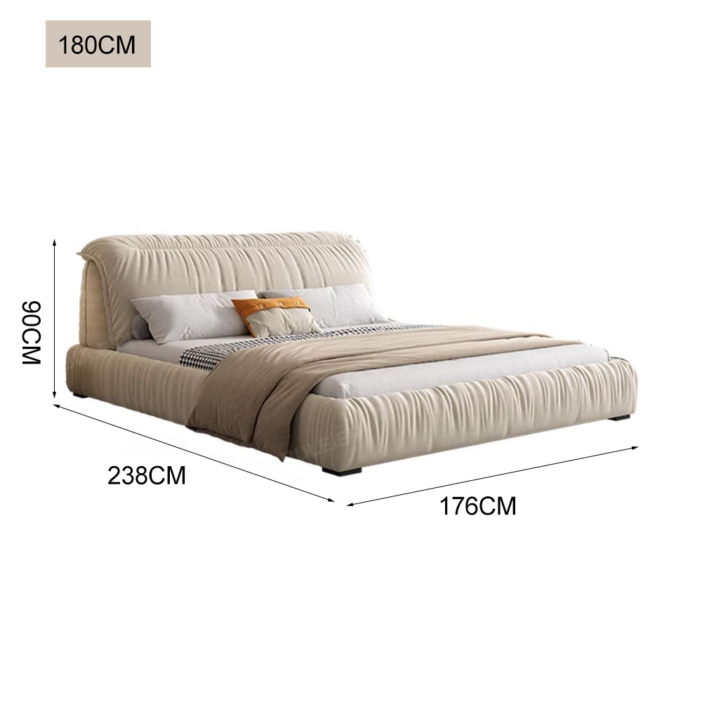 LUXORA B1318 150/180cm Length Solid Wood Frame Matte Fabric Bed-White