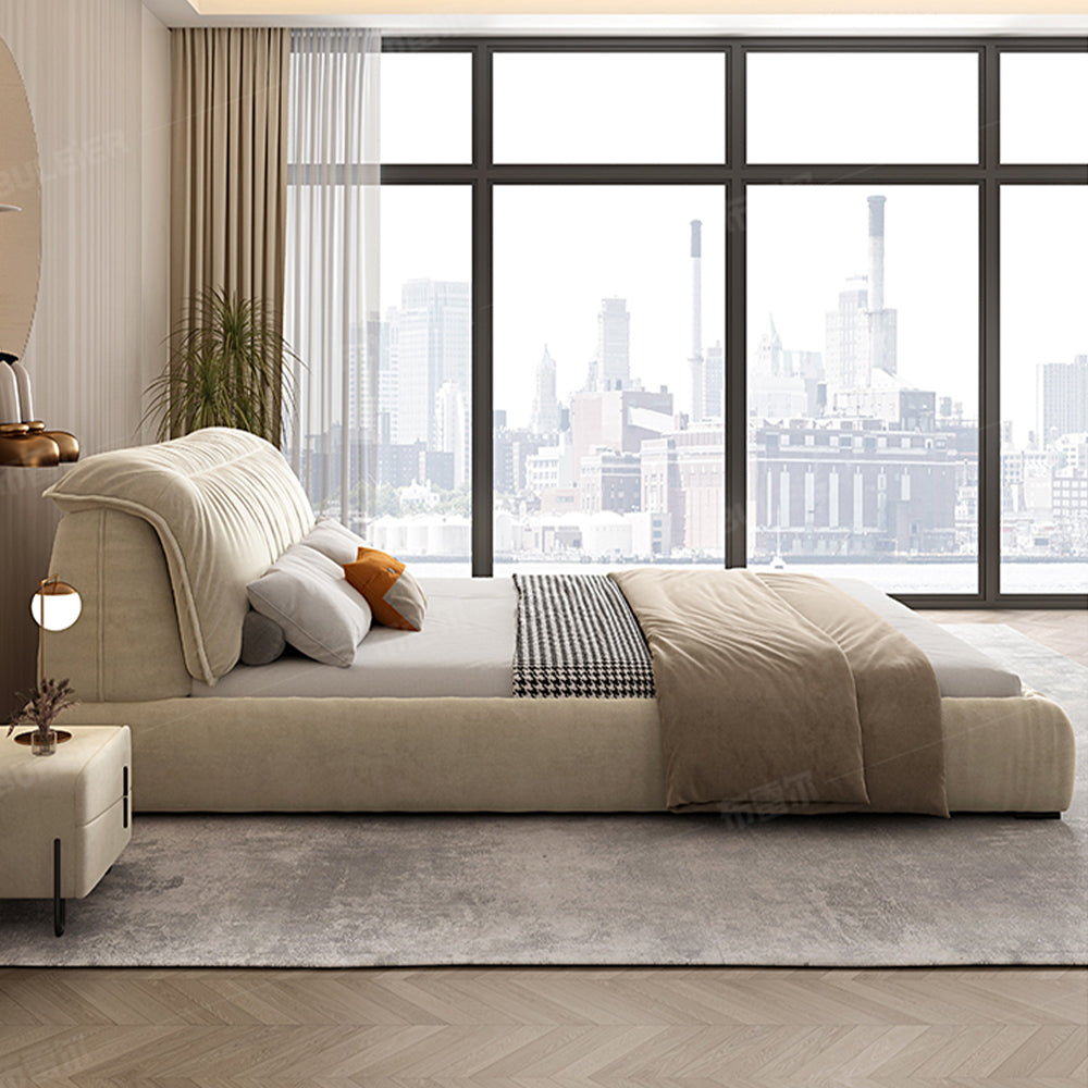 LUXORA B1318 150/180cm Length Solid Wood Frame Matte Fabric Bed-White