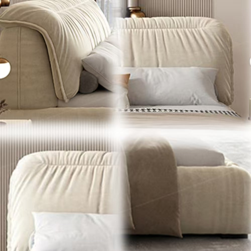 LUXORA B1318 150/180cm Length Solid Wood Frame Matte Fabric Bed-White