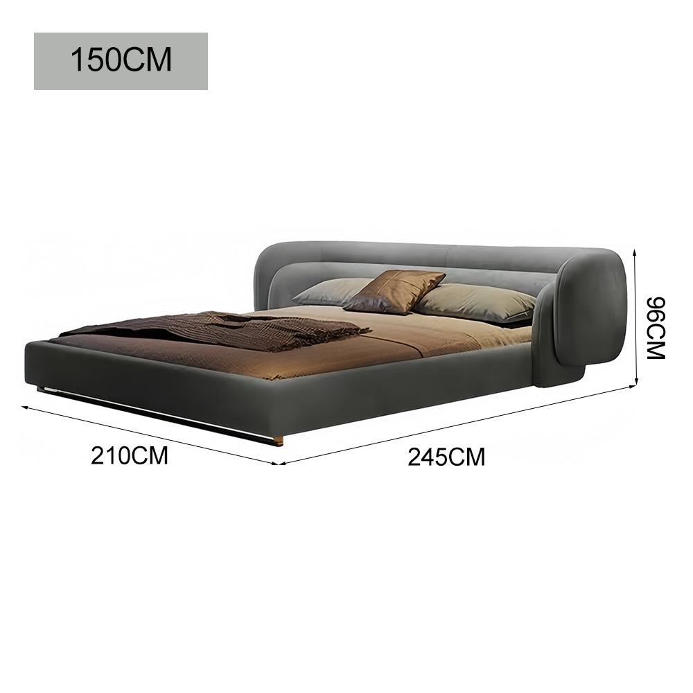 LUXORA B1519 260cm Length Solid Wood Frame Skin-Touch Frosted Velvet Bed-Blue